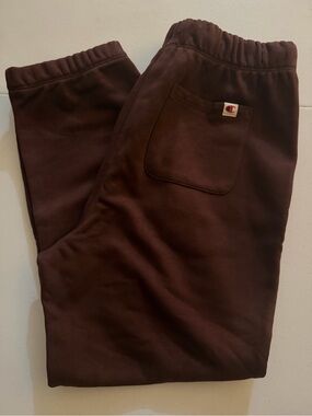 Champion Dark Brown Fleece Sweatpants with Back Patch Pocket